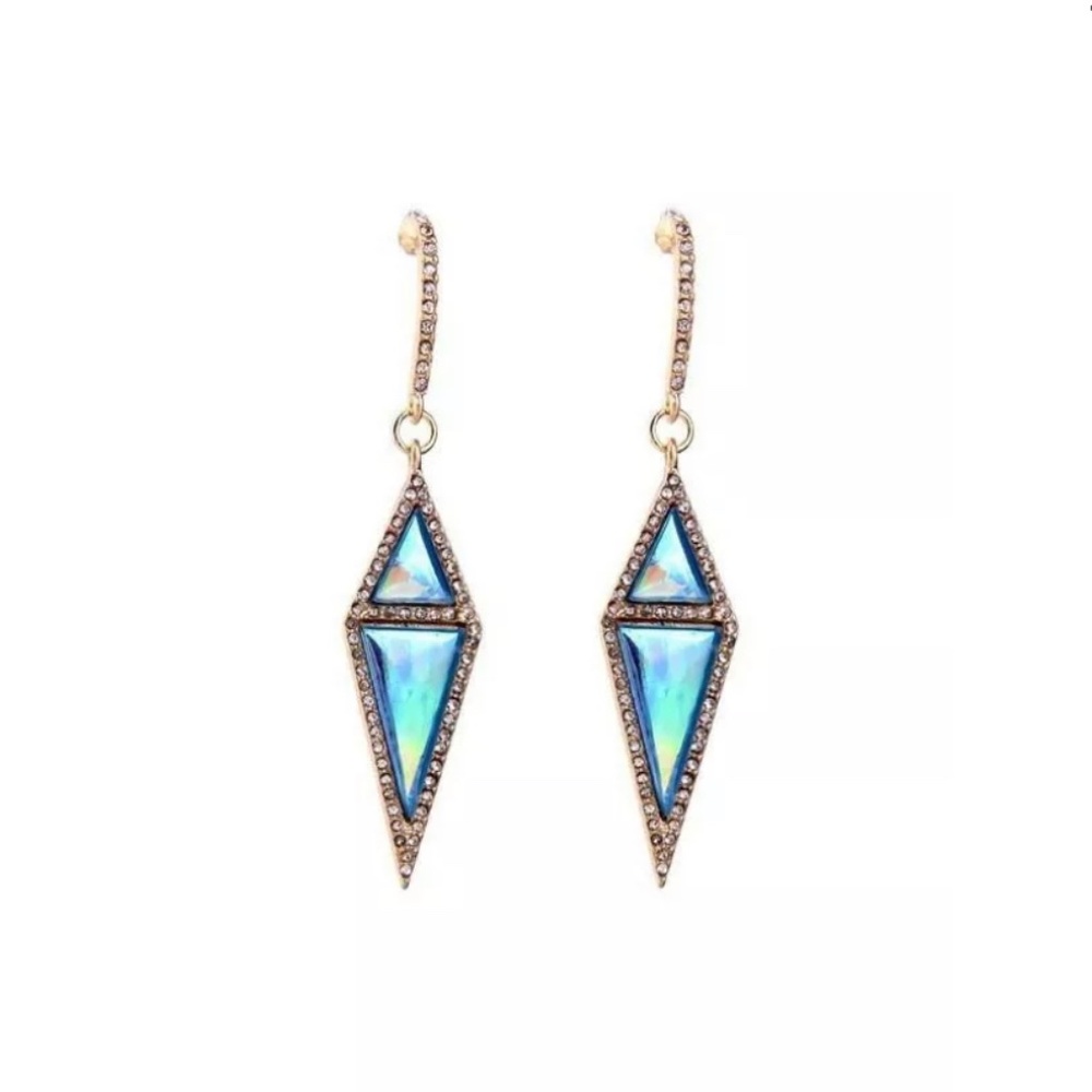 NEW Erica Nikol Blue Opal and Gold Tone Earrings